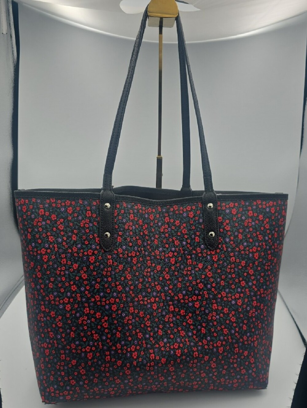 Coach Black & Red Reversable Floral/ Black Large Tote W Silver Hardware (GOOD)🥀 - Picture 15 of 15